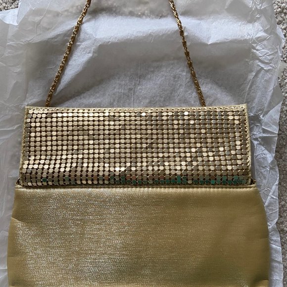 - Golden evening shinning clutch bag one single compartment pop closer new - Picture 2 of 3